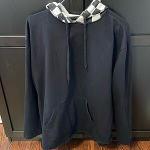 Mens Public Opinion brand hoody size L. Black with checked white/black hood.